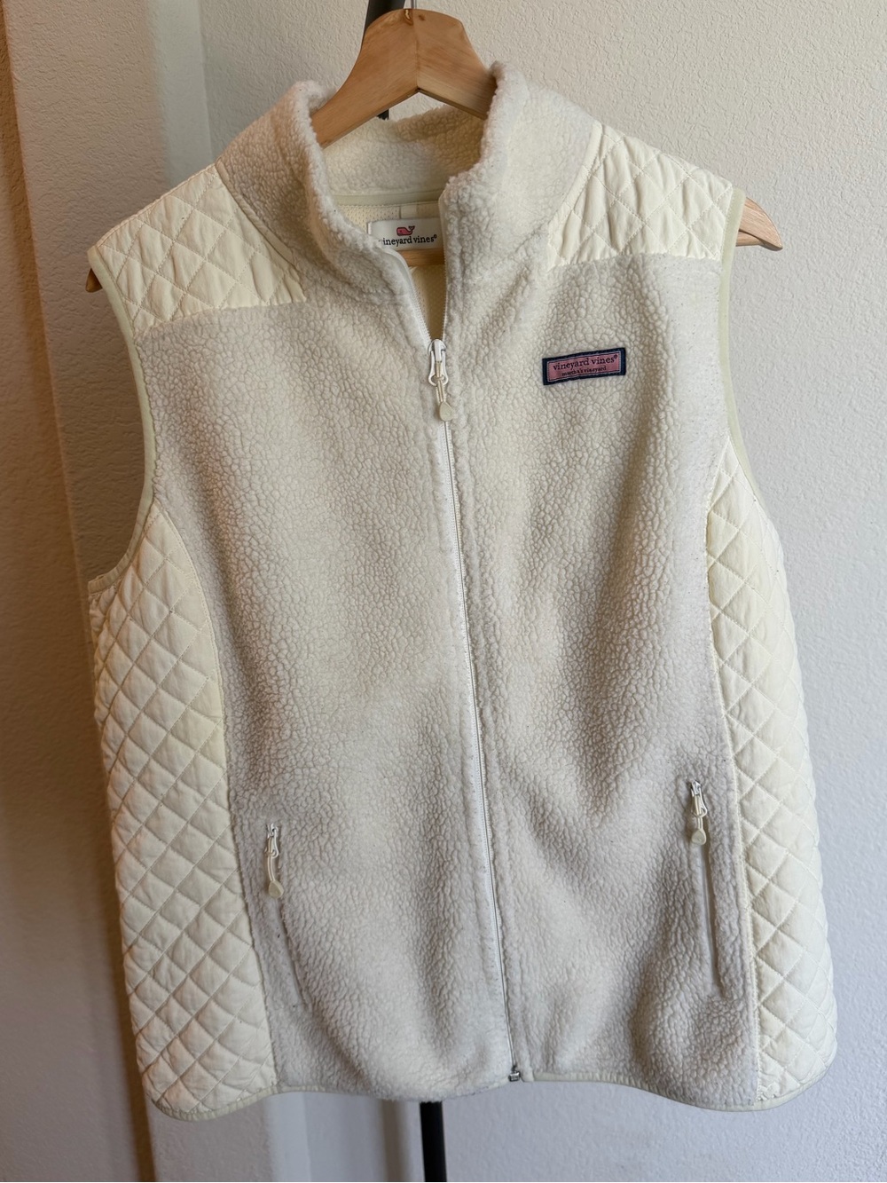 Vineyard Vines Ivory Quilted & Sherpa Vest M